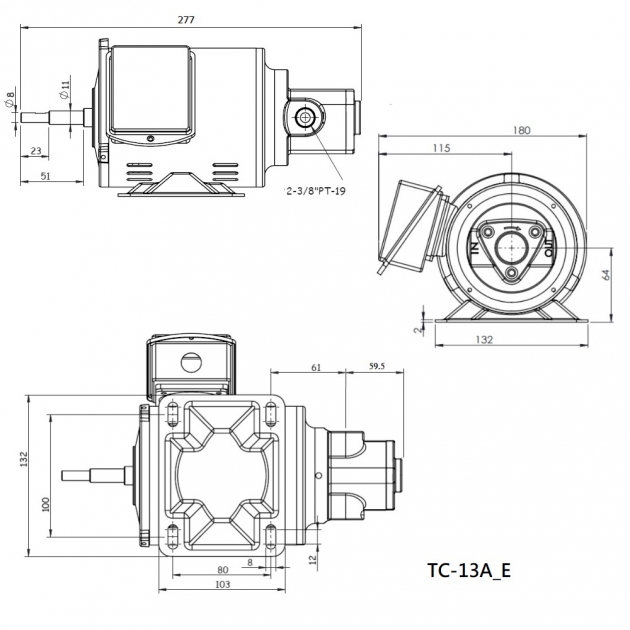 Rotary oil pump 1/4HP 200W 3PH 220V TC-13AV for CNC chiller cooler circulation
